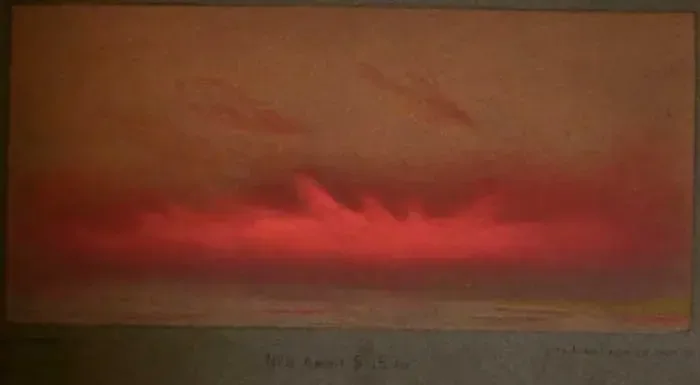 Victorian Era Krakatoa Eruption: Afterglow by William Ashcroft-London 5:15 p.m. on November 26 1883. Image: Royal Society Report.